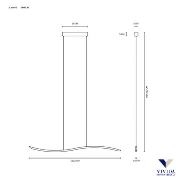Lil wave sospensione 1 luce nero 3000k - 4000k Vivida international Lampade a sospensione